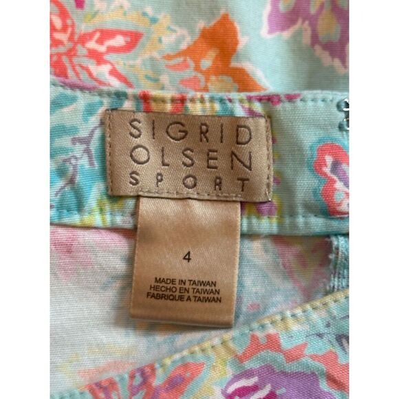 Vintage Sigrid Olsen Sport Blue Floral Spring Paisley Dress Size 4 - Picture 6 of 6